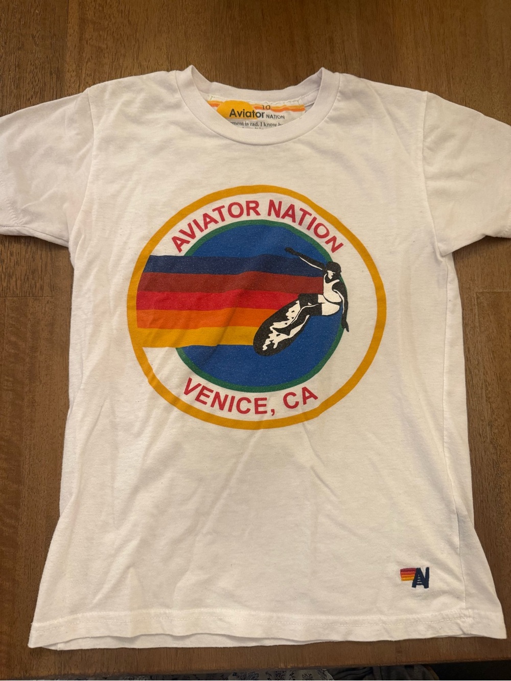 Aviator Nation White Kids Short Sleeve Tee with Multicolor Circle Graphic